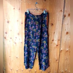 Johnny Was Workshop Multi Silk Floral Print Elastic Waist Palazzo Pant WM Sz XL